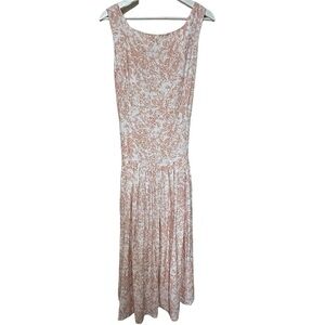 Vintage toile dress 14 drop waist tie coquette pleated midi skirt bow floral tea